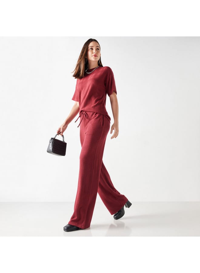 2Xtremz 2Xtremz Textured Mid-Rise Wide Leg Pants with Drawstring Closure - Image 2