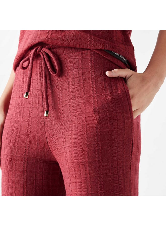 2Xtremz 2Xtremz Textured Mid-Rise Wide Leg Pants with Drawstring Closure - Image 4