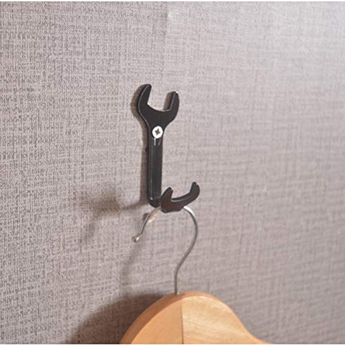 Xinally 4pcs Vintage Wrench Shape Hooks, Black Wall Hooks for Bathroom Kitchen Home or Office Use for Hanging Clothes, Hats, Towels, Clothes, Keys and Other Miscellaneous Items - Image 3