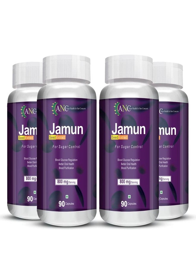 ANC Jamun Seed Extract 800mg Supports to Manage Diabetes and Blood Sugar Levels Acts as Blood Purifier and Helps in Detoxification 90 Capsules Pack of 4 - Image 1
