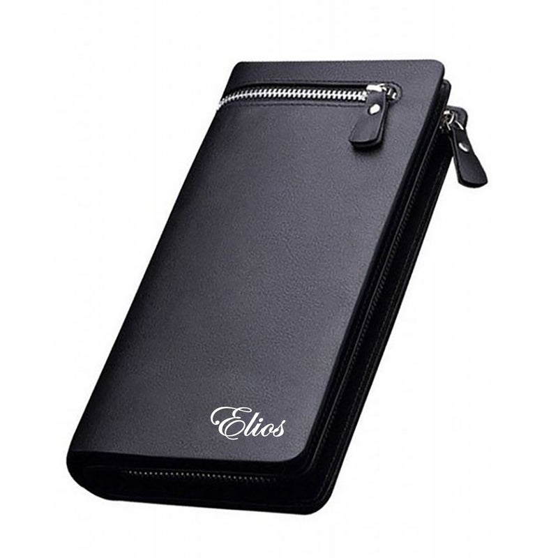 Elios Long Black PU Leather Wallet for Women (Black) - Image 1