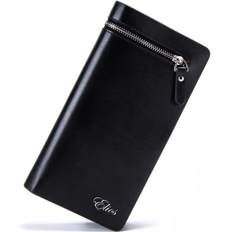 Elios Long Black PU Leather Wallet for Women (Black) - Image 3