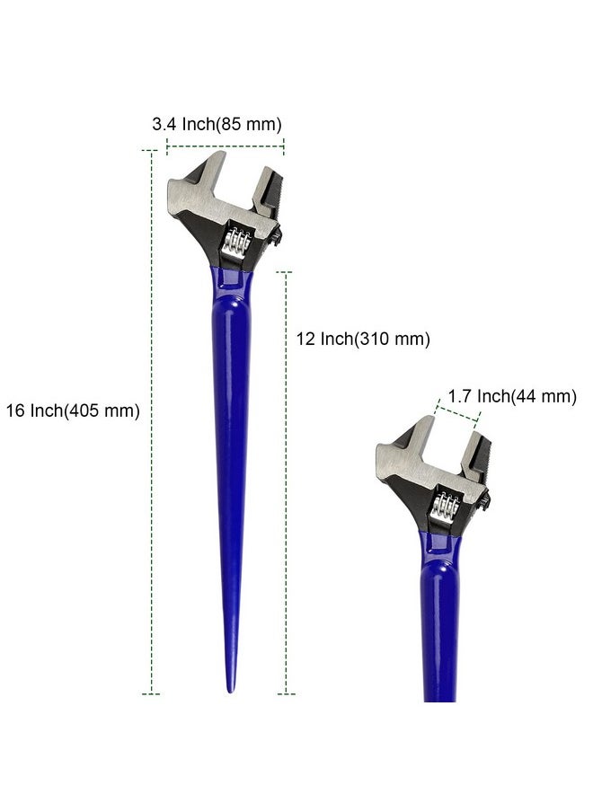 PINGEUI - PINGEUI 2 PCS 16 Inches Spud Wrench, Heavy Duty Forged Adjustable Spud Wrench, Metric Scale Marked Construction Wrench with Hammer Head and Pipe Wrench Function - Image 1