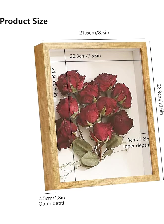 erorex 2Pcs Shadow Box Frame Display Case 8X10 Inch Shadow Box Picture Frame 3D Picture Frame Display Case Deeper 3Cm For Medals Diy Crafts Wedding Souvenir Wood Color 8X10 Inch - Image 2