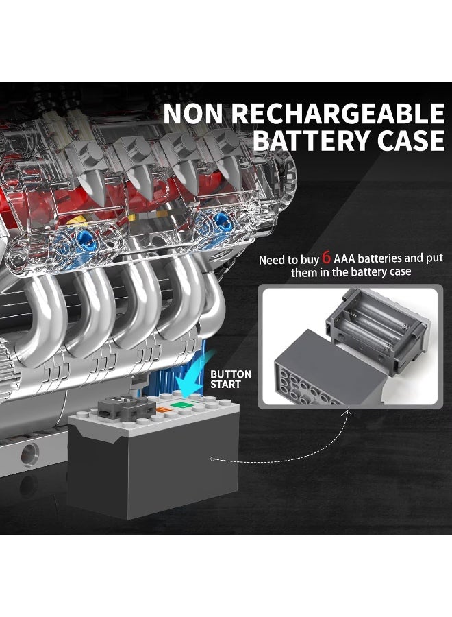 Mould King 10171 Motorized Building Bricks, 487pcs V8 Engine Motorized Buliding Block Kits, Transparent Design Reveals Precision Piston Motion, Stem Toy Gifts for 14+ And Adult - Image 3