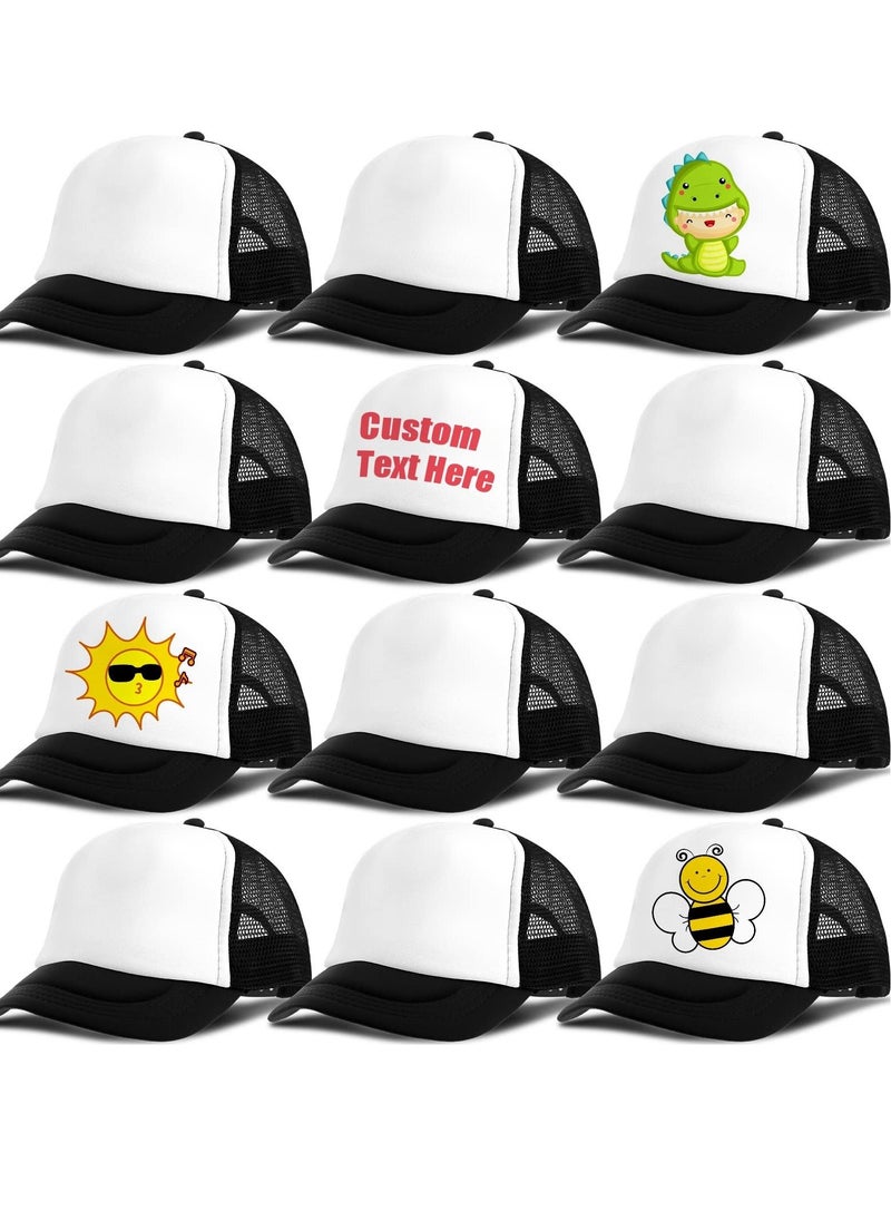 Excefore - 12 Pack Adjustable Sublimation Blank Hats Baseball Caps, Printing Custom Polyester Plain Mesh Trucker Hat, Suitable for Outdoor, Unisex - Image 1