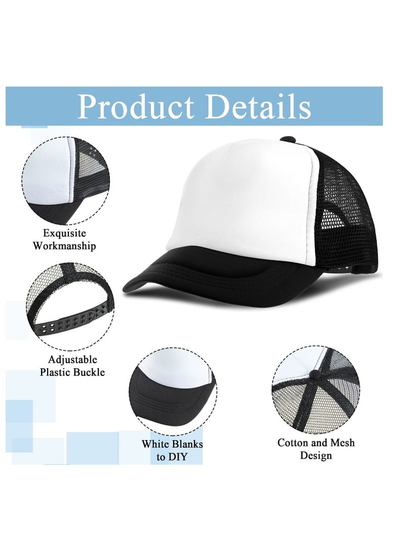Excefore - 12 Pack Adjustable Sublimation Blank Hats Baseball Caps, Printing Custom Polyester Plain Mesh Trucker Hat, Suitable for Outdoor, Unisex - Image 1