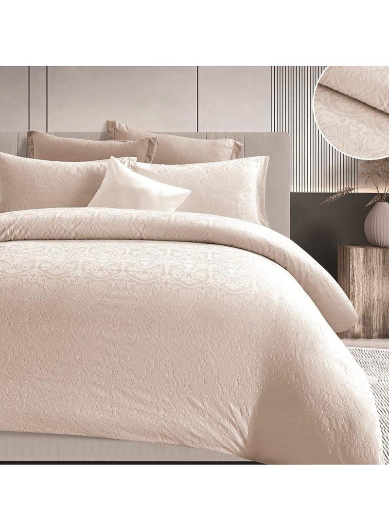 Comfy Comfy Embossed Floral Dark Beige King Size Jacquard Soft 6Pc Comforter Set 