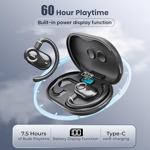 WeCool Moonwalk M3 Pro Open Ear Earbuds Wireless with Multi-Angle Adjustment, Bluetooth 5.4 Ows Earphones with Call Noise Reduction, Ear Safe Headphones with Mic, 60Hrs Playback, IP55 Waterproof - Image 4