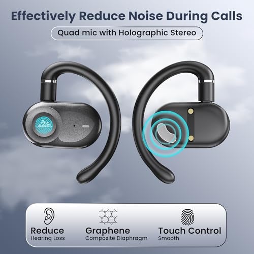 WeCool Moonwalk M3 Pro Open Ear Earbuds Wireless with Multi-Angle Adjustment, Bluetooth 5.4 Ows Earphones with Call Noise Reduction, Ear Safe Headphones with Mic, 60Hrs Playback, IP55 Waterproof - Image 3