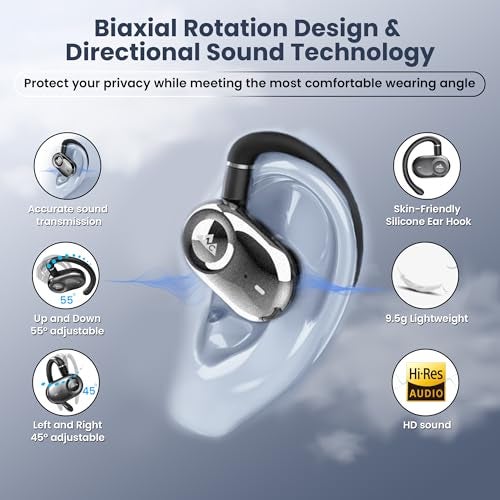 WeCool Moonwalk M3 Pro Open Ear Earbuds Wireless with Multi-Angle Adjustment, Bluetooth 5.4 Ows Earphones with Call Noise Reduction, Ear Safe Headphones with Mic, 60Hrs Playback, IP55 Waterproof - Image 2