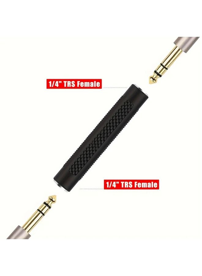Alloy 6.35mm Female to Female Audio Adapter Black 1pc for Guitar Headset Speaker - Image 4