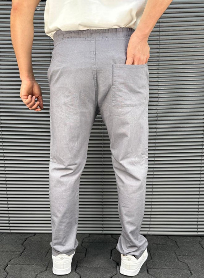 trendyol Gray Baggy Wide Leg Elastic Waist Comfortable Canvas Trousers - Image 2