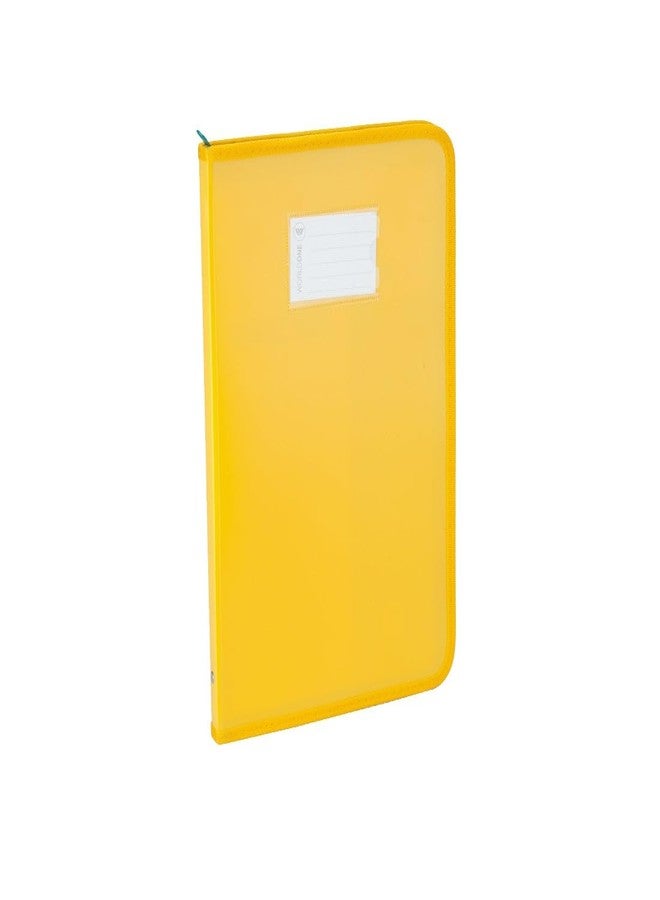 Worldone Zipper Display Book Folder for Documents, with Name Card, Made of 0.8mm Virgin PP Material with 20 Bound Plastic Binder Sleeves, Size FC (fullscap), Radiant Yellow, Set of 1 - Image 2