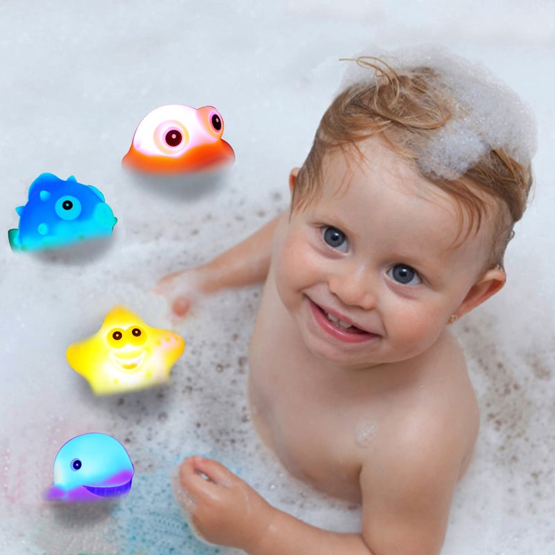 YeoNational&Toys Bath Toy with LED, 8 Pieces Floating Bath Animal Bath Toy Set for Baby Toddlers Children Preschool in Bathtub Pool Bathroom Swimming Pool Party - Image 2