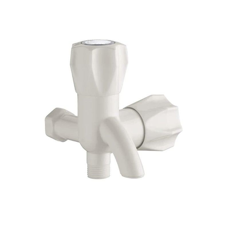 Cossimo PVC Plastic Chrome Two Way Bib Cock Tap For Bathroom/Washbasin - Pack Of 1 - Image 1