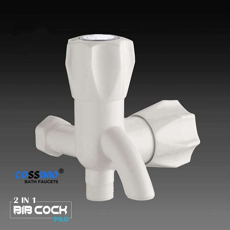 Cossimo PVC Plastic Chrome Two Way Bib Cock Tap For Bathroom/Washbasin - Pack Of 1 - Image 5