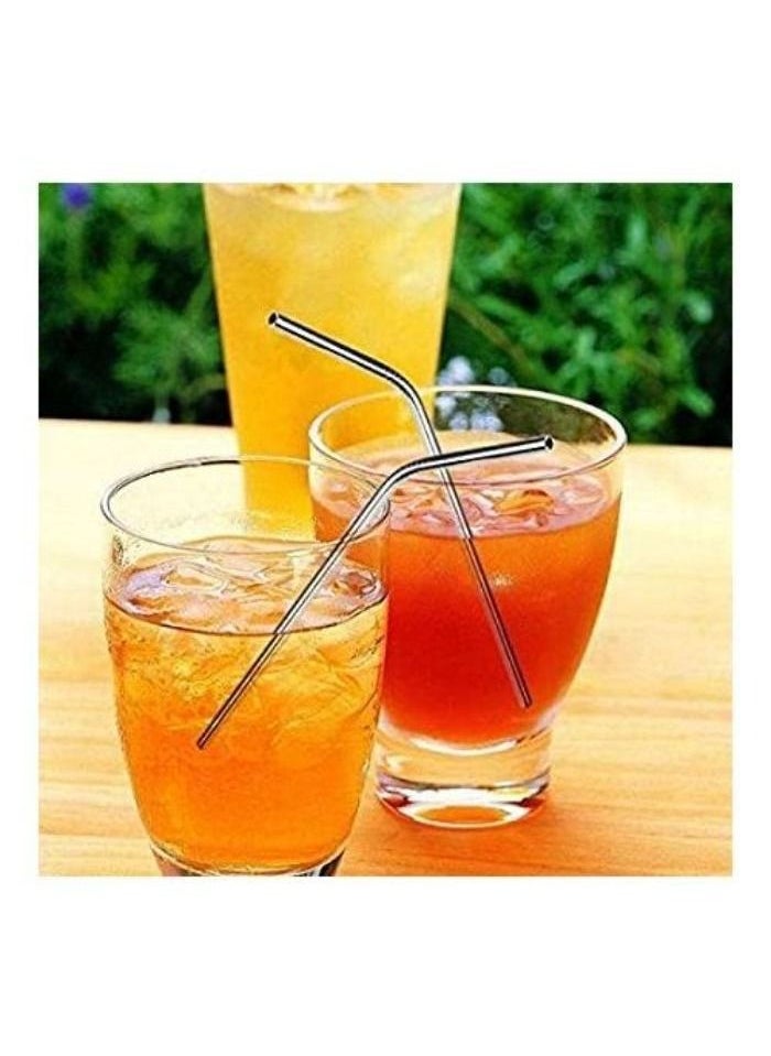 Stainless Steel Drinking Straws, Reusable with Brush, Set of 3, Blue