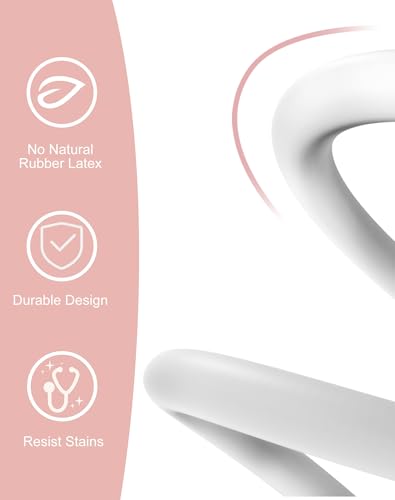 FriCARE Dual Head Stethoscope - Stethoscopes for Nurses, Medical Nursing Students, Paramedics/EMT/LVN/VNA Backup Estetoscopio, Milky White Tube, Rose-Gold Chestpiece - Image 4