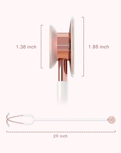 FriCARE Dual Head Stethoscope - Stethoscopes for Nurses, Medical Nursing Students, Paramedics/EMT/LVN/VNA Backup Estetoscopio, Milky White Tube, Rose-Gold Chestpiece - Image 5