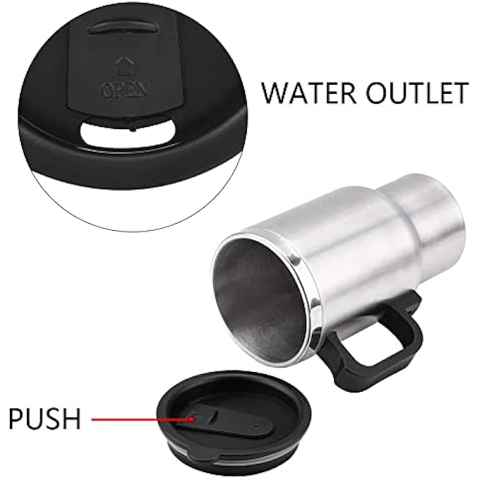 MAKINGTEC Car Kettle Boiler 450Ml Heating Travel Cup Stainless Steel Mug Coffee Cup Warmer With Dc 12V Charger - Image 4
