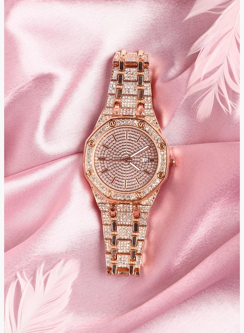 Haute Sauce Stainless Steel Strap Casual Round Analog Watch For Women