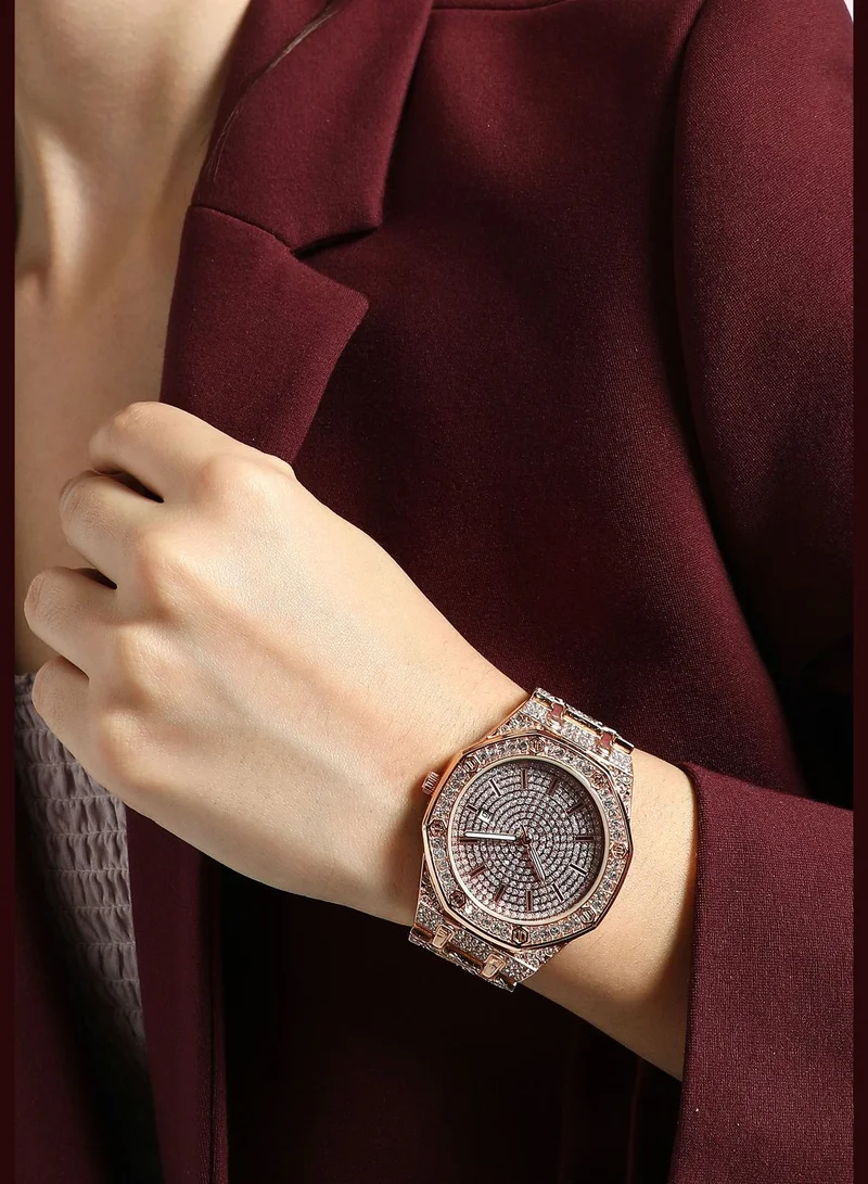 Haute Sauce Stainless Steel Strap Casual Round Analog Watch For Women