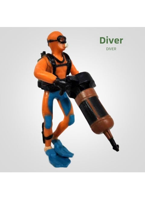 Simulation Marine Animal Biological Model Octopus Penguin Dolphin Diver Turtle Shark Scene Full Series-Color:S494 Diver Type C