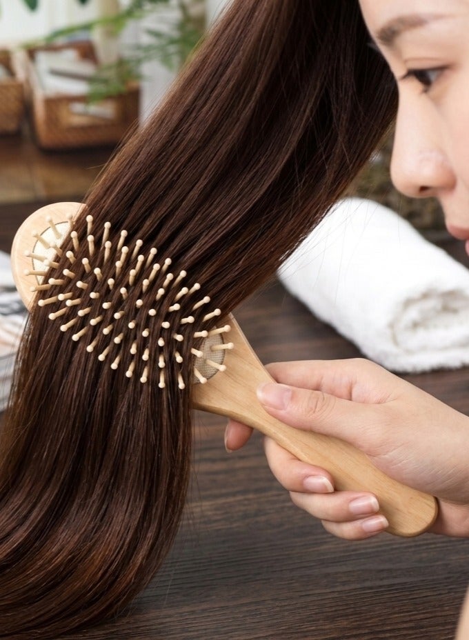 فرشاة شعر بشعيرات خشبية - تحفيز تدليك فروة الرأس لنمو الشعر، هدية مثالية لجميع انواع الشعر - Image 2