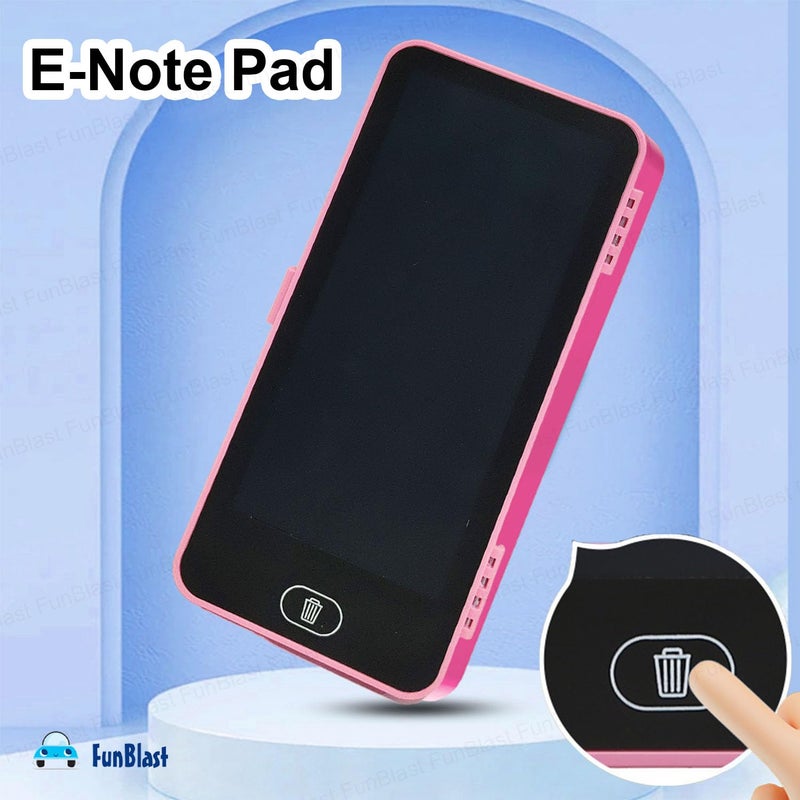 FunBlast حافظة أقلام لوح الكتابة للأطفال – 2 في 1 لوح رقمي LCD للأطفال، دفتر ملاحظات إلكتروني، صندوق أقلام للأطفال، لوح كتابة للرسم للأطفال في المدرسة، ألعاب تعليمية (وردي) - Image 4