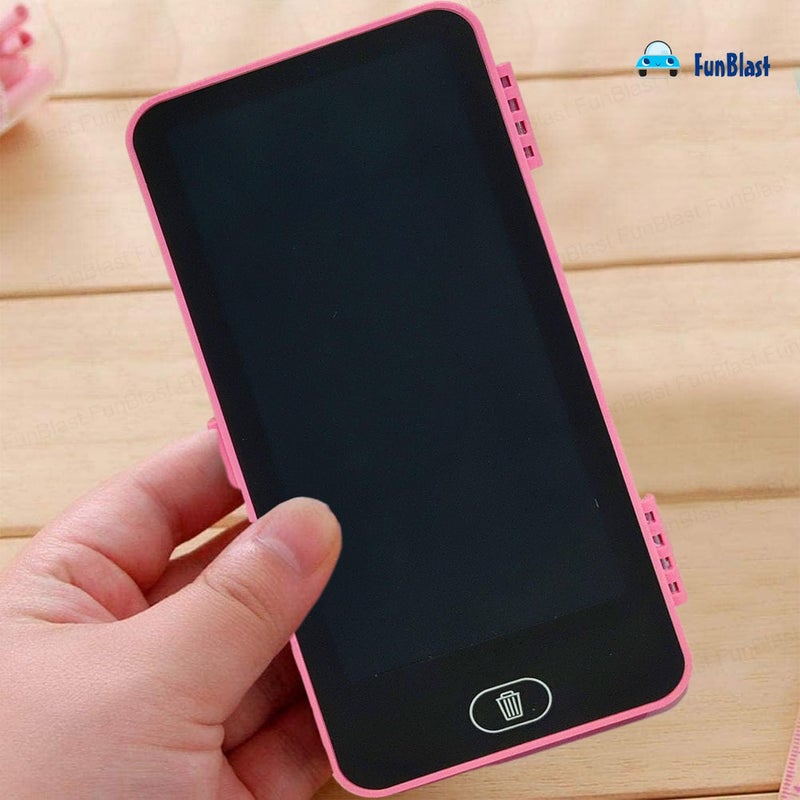 FunBlast حافظة أقلام لوح الكتابة للأطفال – 2 في 1 لوح رقمي LCD للأطفال، دفتر ملاحظات إلكتروني، صندوق أقلام للأطفال، لوح كتابة للرسم للأطفال في المدرسة، ألعاب تعليمية (وردي) - Image 5