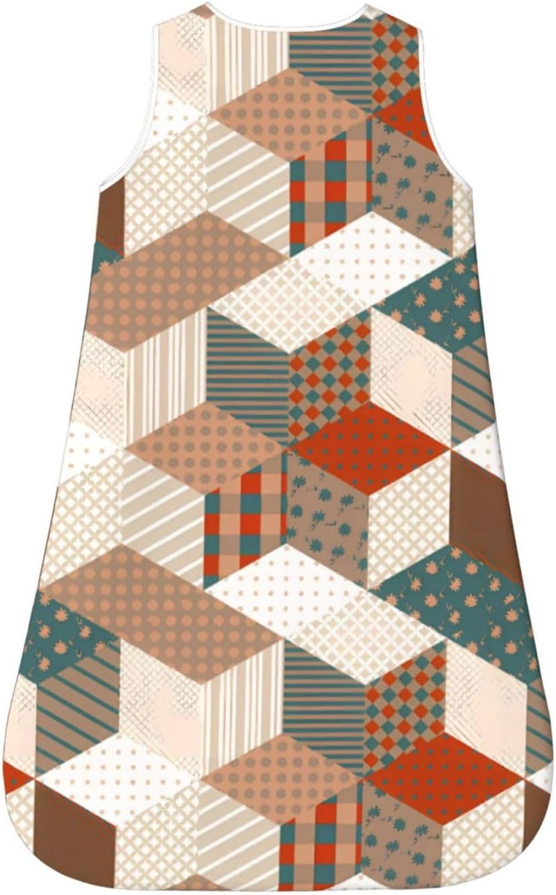 Patchwork Stars Vintage Brown Green Baby Wearable Blanket Infant Boys Girls Sleeping Bags for Newborn Small - Image 2