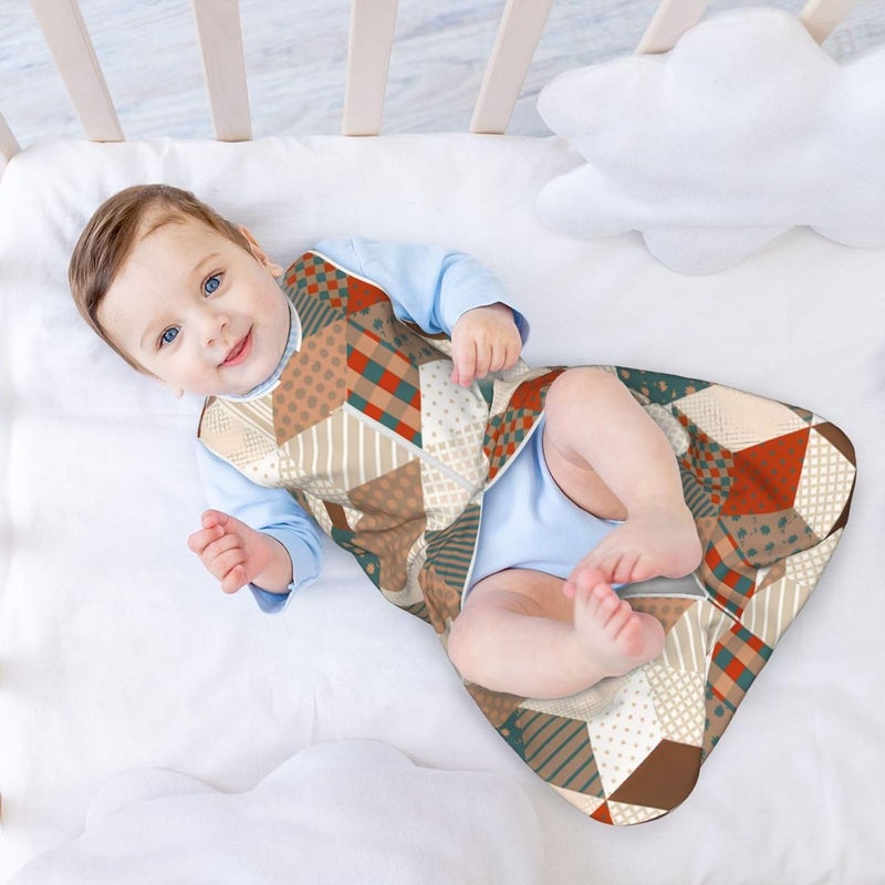 Patchwork Stars Vintage Brown Green Baby Wearable Blanket Infant Boys Girls Sleeping Bags for Newborn Small - Image 3