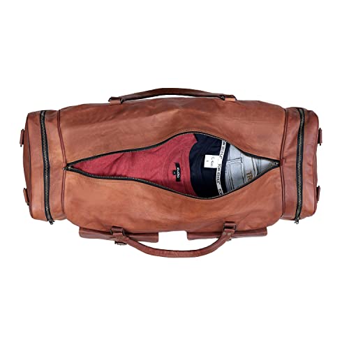 cuero Leather Duffle Bag for Men Luggage Handmade Travel Bag Carry On Luggage Weekender Bags Overnight Gym Sports Cabin Holdall Bag For Airplanes Men And Women (30 Inch Brown) - Image 5