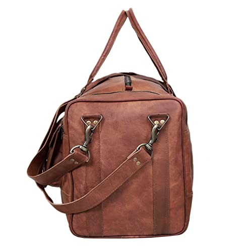 cuero Leather Duffle Bag for Men Luggage Handmade Travel Bag Carry On Luggage Weekender Bags Overnight Gym Sports Cabin Holdall Bag For Airplanes Men And Women (30 Inch Brown) - Image 4