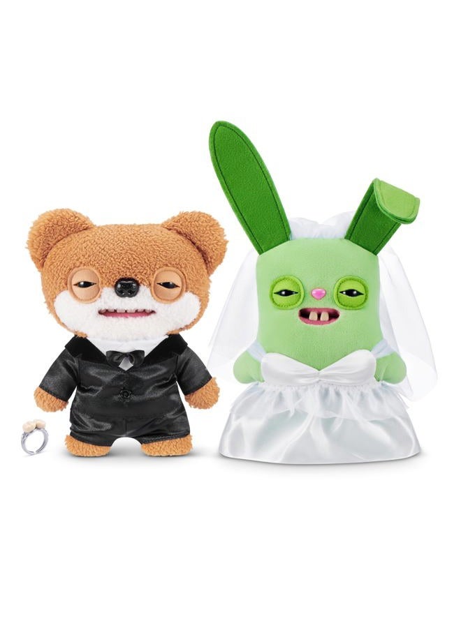 Fuggler دمى زورو زفاف فاج 22 سم - مجموعة من 2 - ألعاب قماشية مضحكة قبيحة مع أسنان تشبه الإنسان وحلقة أسنان، ألعاب قماشية قابلة للجمع للأطفال، المراهقين، والبالغين المعجبين - Image 1