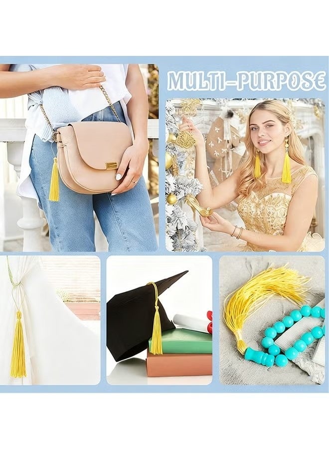 100 قطعة شراشيب حريرية يدوية الصنع باللون البيج بحجم 13 سم / 5 بوصات مع حلقة حبل لصنع الإكسسوارات والحرف اليدوية - Image 4