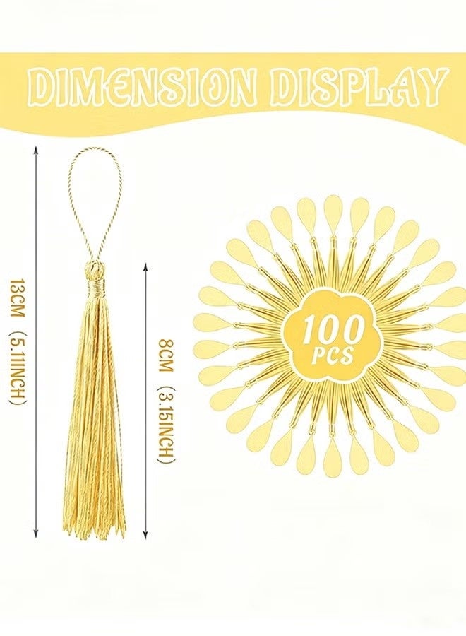 100 قطعة شراشيب حريرية يدوية الصنع باللون البيج بحجم 13 سم / 5 بوصات مع حلقة حبل لصنع الإكسسوارات والحرف اليدوية - Image 2