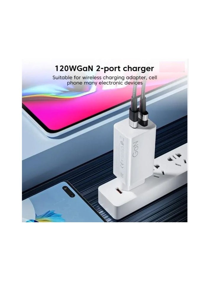 Generic - GaN 120W Power Adapter with USB Output and PD Output - Black - Image 1