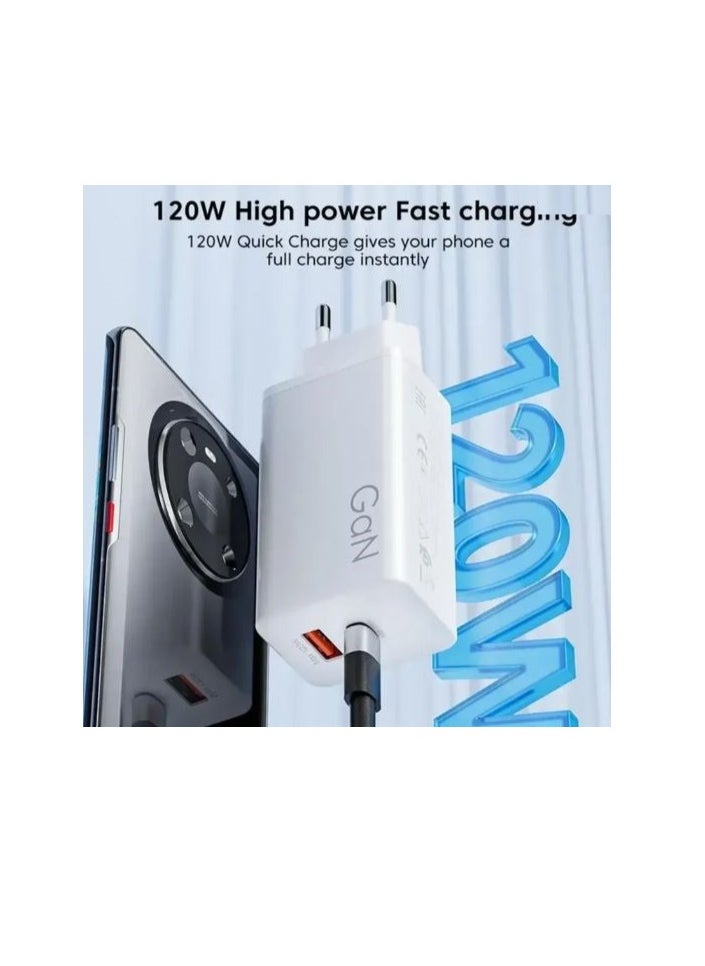 Generic - GaN 120W Power Adapter with USB Output and PD Output - Black - Image 1