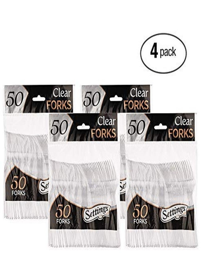 Settings [200 Count] Settings Plastic Clear Forks, Heavyweight Disposable Cutlery, Great For Home, Office, School, Party, Picnics, Restaurant, Take-out Fast Food, Outdoor Events, Or Every Day Use, 4 Bags - Image 3