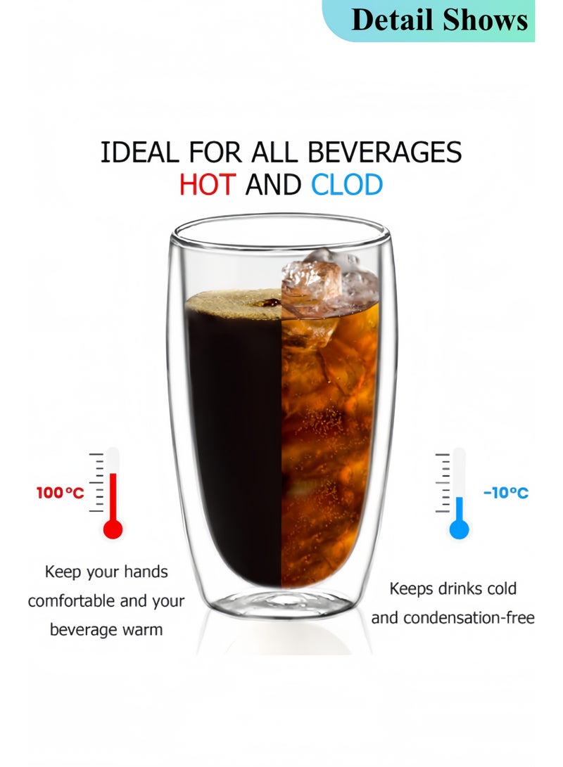 Double Wall High-Heat Borosilicate Glass Transparent Double-layer Anti-scalding Water Cup Coffee Mugs Insulated Thermo Glass High-Temperature Shock Resistant - Image 2