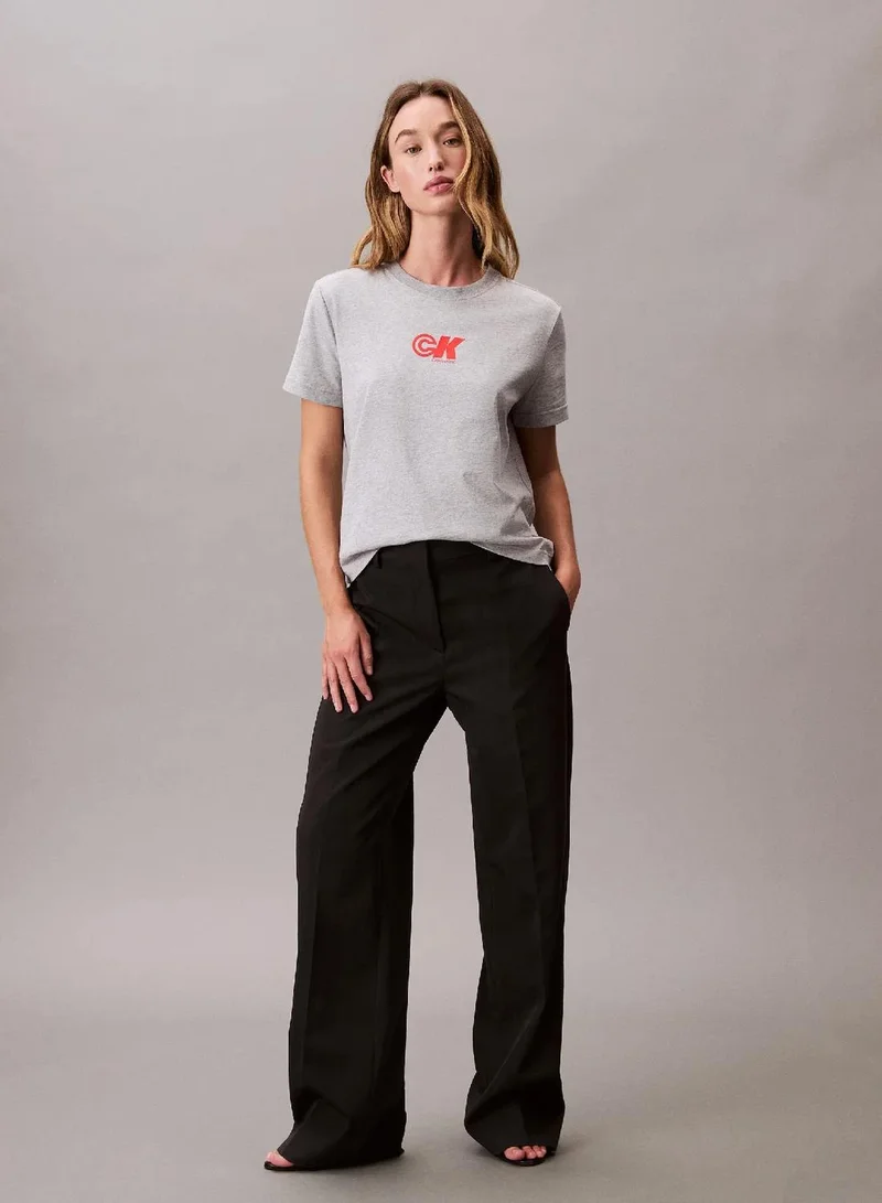 Calvin Klein Jeans History Heather CK Logo Jersey Slim Tee for Women | Best Price UAE
