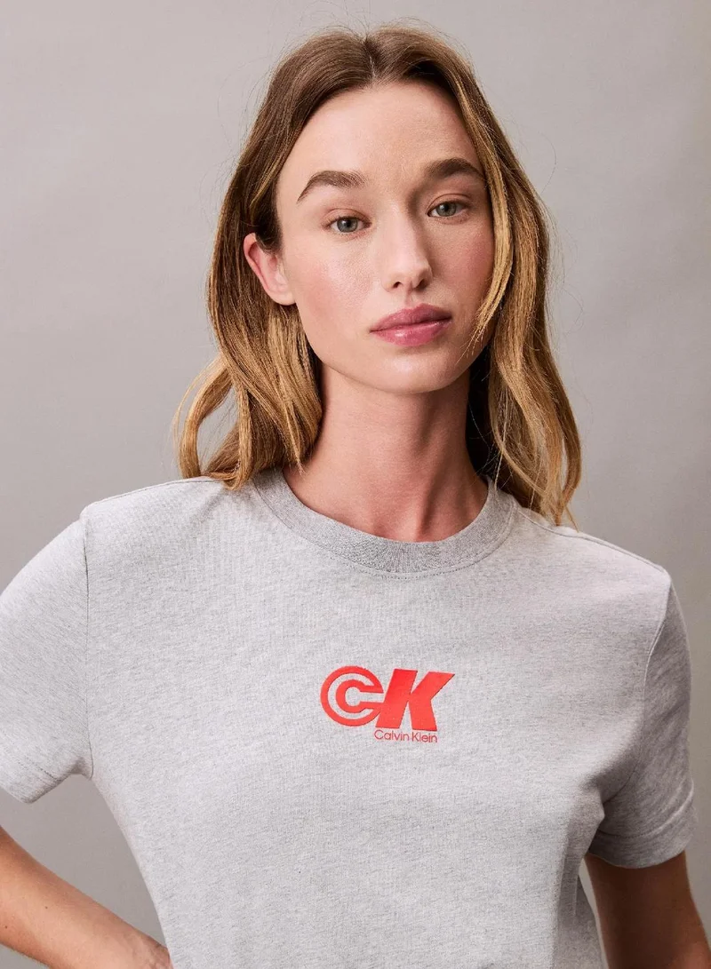 Calvin Klein Jeans History Heather CK Logo Jersey Slim Tee for Women | Best Price UAE