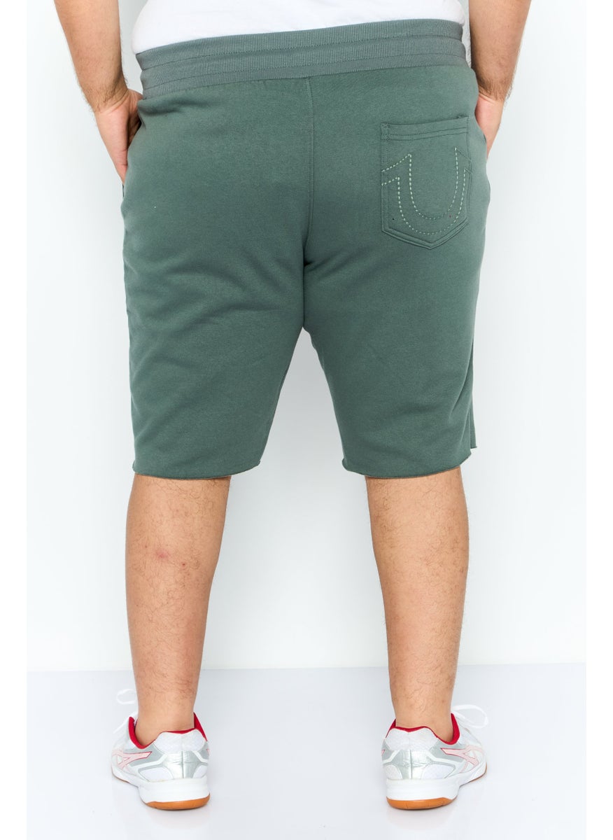 TRUE RELIGION - Men Drawstring Brand Logo Jogger Shorts, Olive - Image 1