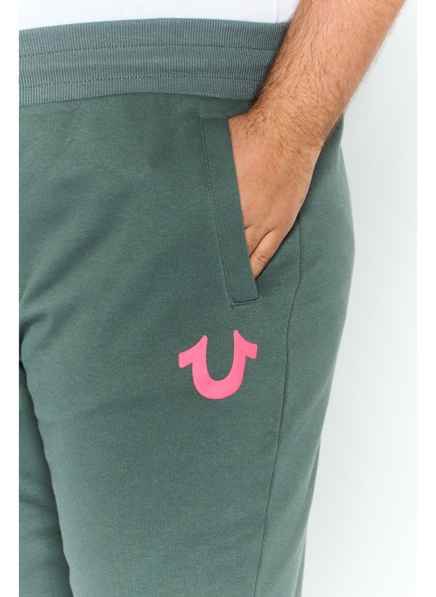 TRUE RELIGION - Men Drawstring Brand Logo Jogger Shorts, Olive - Image 1