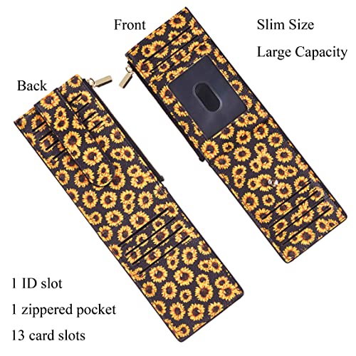 Chelmon Womens Wallet Slim RFID Blocking Bifold Multi Card Case Wallet with Zipper Pocket (Sunflower) - Image 3