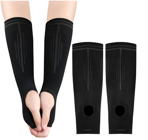 ROOCHKD Volleyball Arm Sleeves Passing Forearm Sleeves Compression Arm Guard Sports Training Arm Protector for Kids & Adult (Thumb Hole, M) - Image 1