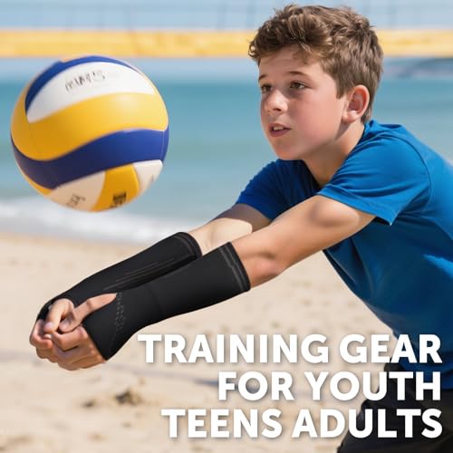ROOCHKD Volleyball Arm Sleeves Passing Forearm Sleeves Compression Arm Guard Sports Training Arm Protector for Kids & Adult (Thumb Hole, M) - Image 2