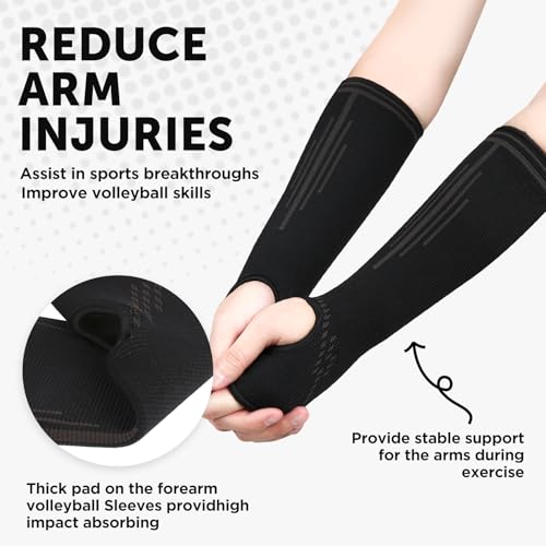 ROOCHKD Volleyball Arm Sleeves Passing Forearm Sleeves Compression Arm Guard Sports Training Arm Protector for Kids & Adult (Thumb Hole, M) - Image 3